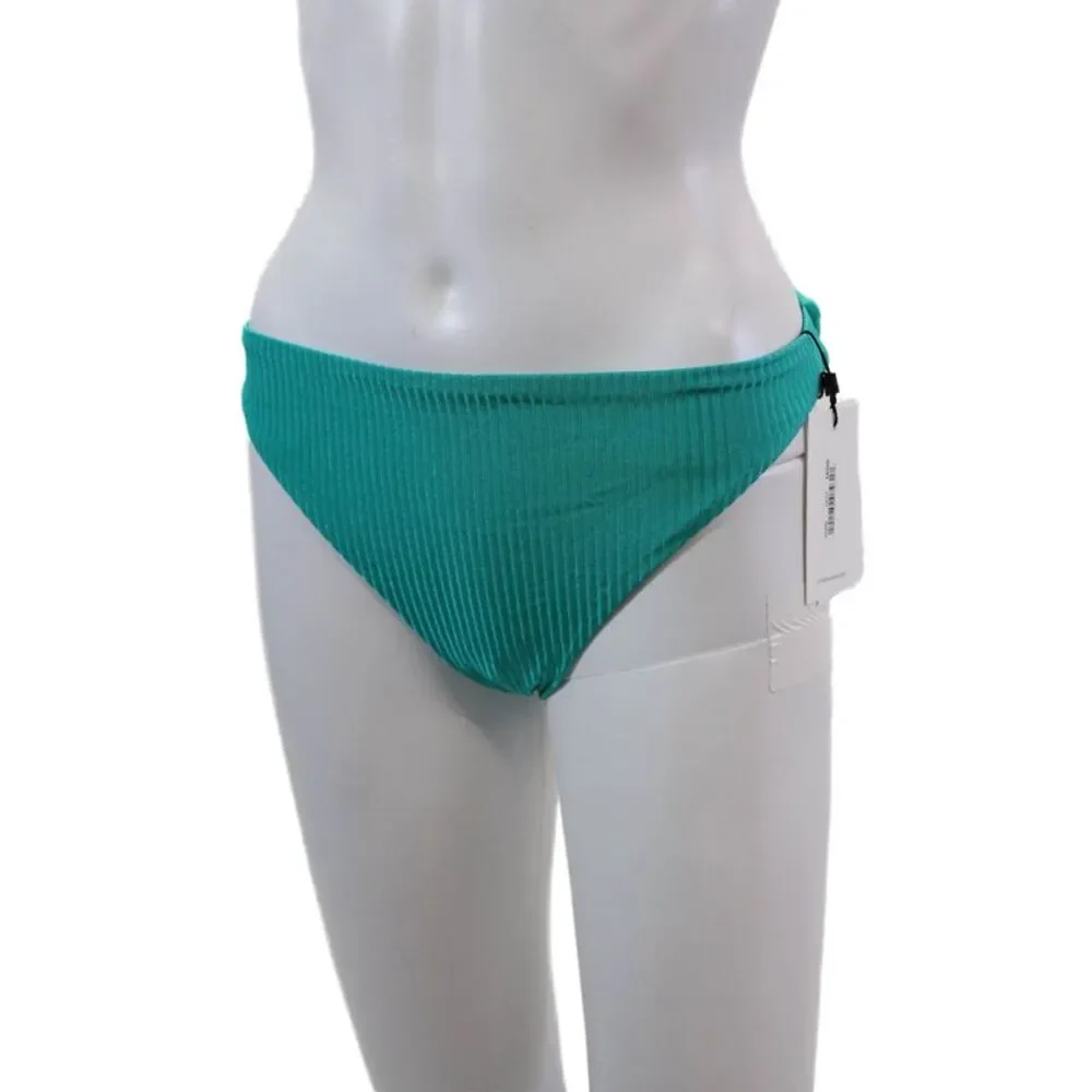 Vitamin A Women's Shiny Midori Cheeky Bikini Bottom Turquoise Size L